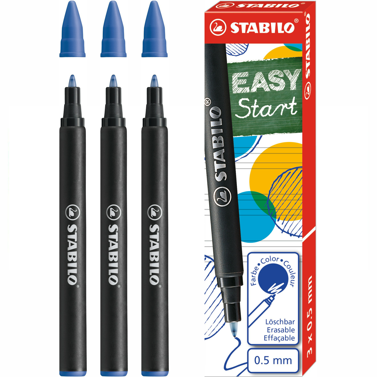 Ergonomic Rollerball - STABILO EASYoriginal Refills - Pack of 3 - Blue
