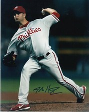 J.A. HAPP   PHILADELPHIA PHILLIES   ACTION SIGNED 8x10