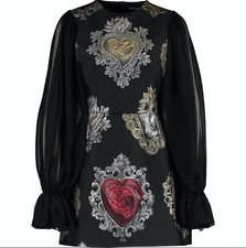 DOLCE & GABBANA Embroidered Sacred Hearts Brocade Mini Dress - UK 8/IT 40