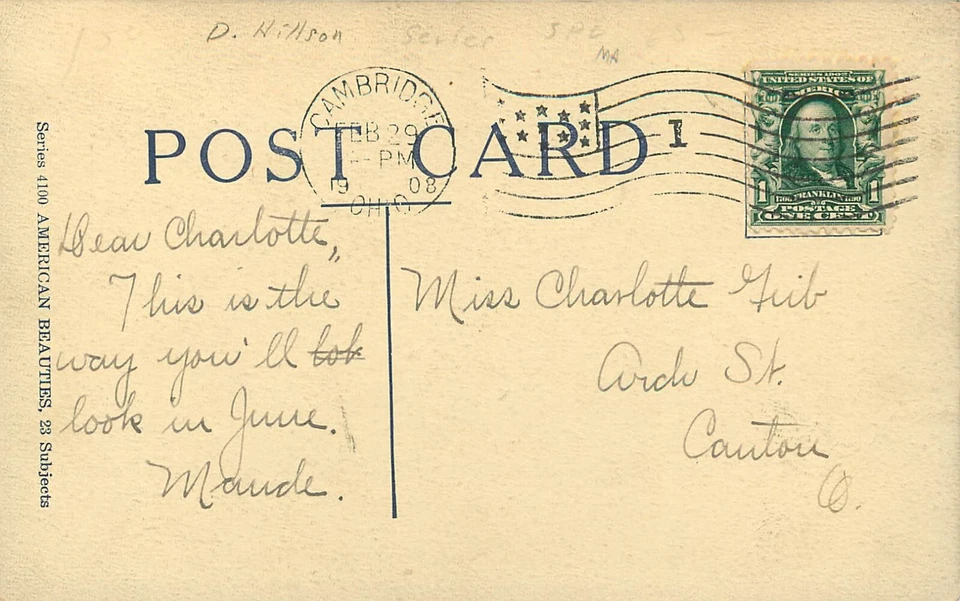 Ser. Postal de 4100 bellezas americanas, niña graduada justa en mortero, Hillson Foto 2 de 2