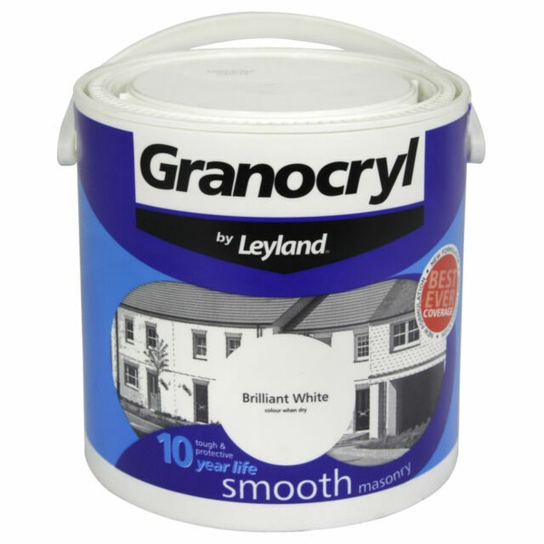 Leyland 303139 Granocryl Smooth Masonry Paint Brilliant White 2.5L