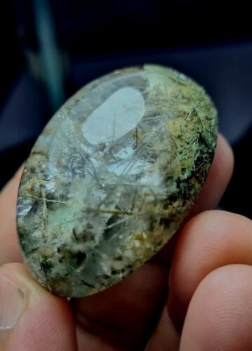 188 carats cabachon naturel chlore rutile non traité quartz du Pakistan - Photo 1 sur 10