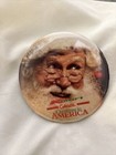 VTG K Mart Celebrates Christmas In America  Santa 3" Round Button Pin Back 1980s — photo 1