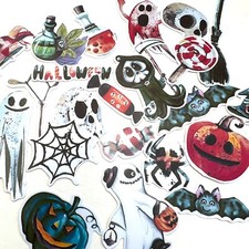 Halloween Stickers Skeleton Bats Cute Creepy Scrapbooking Journals Collage