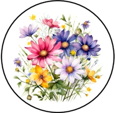WILDFLOWERS ENVELOPE SEALS STICKERS LABELS TAGS 1.5" ROUND DAISIES FLORAL (30)