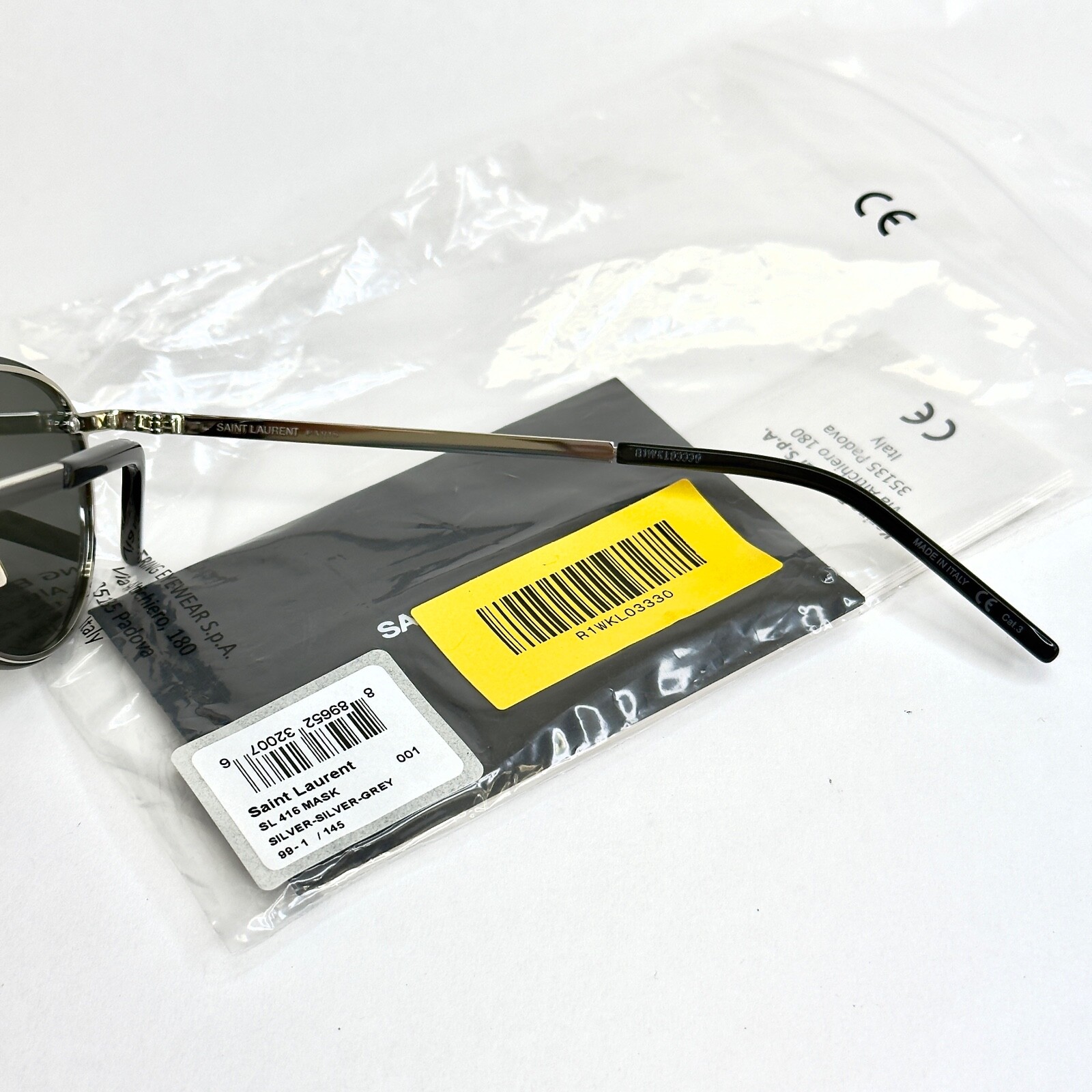 Occhiali da sole aviatore unisex SAINT LAURENT SL 416 001 argento nero MASCHERA metallo SL416