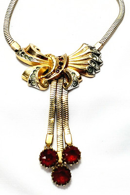 Vintage Gold 10k GF P.S Co Art Deco Strass Halskette 18''