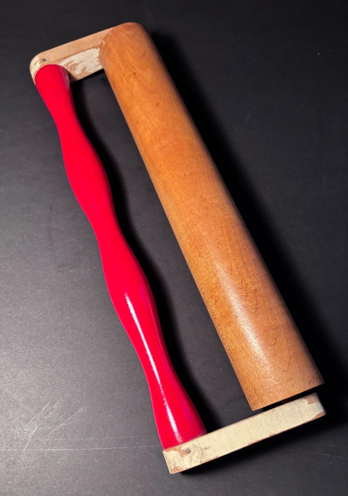 Vintage RARE Antique Wooden Rolling Pin With Single Red Handle
Opens in a new window or tab