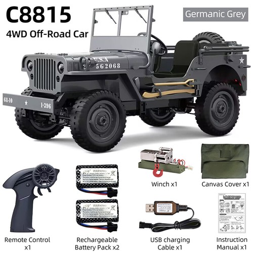 JJRC C8815 4x4 RC Jeep 2.4G todo terreno 50M luz control remoto vehículo de escalada - Imagen 34 de 34