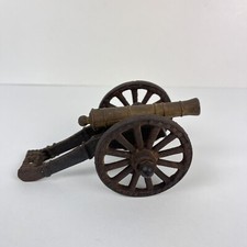 Vintage Brass Cast Iron Toy Cannon Artillery Miniature Made In USA