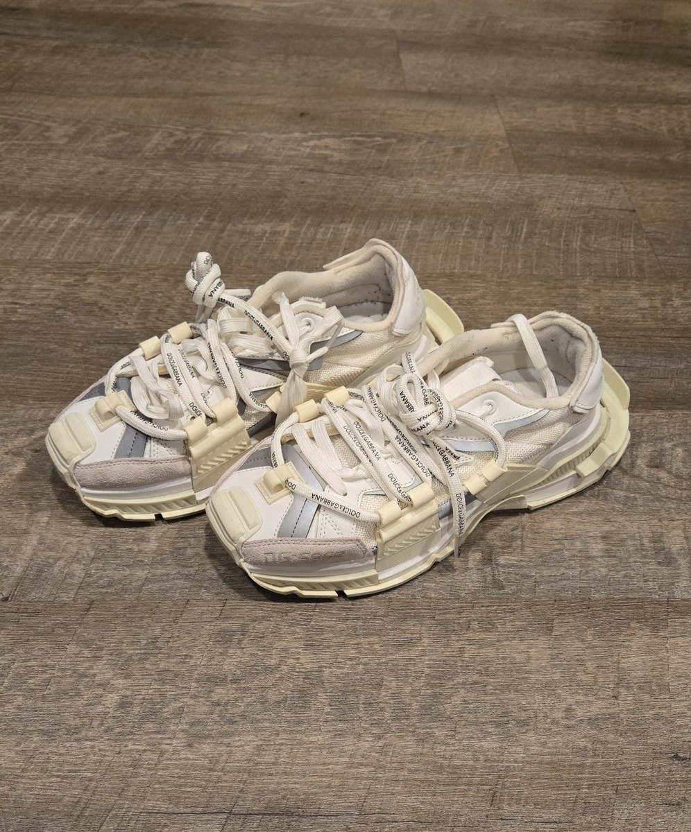 DOLCE & GABBANA Shoes White Gray Low Top Space Sneakers.Size EU 43