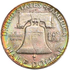 1958 D Franklin Half Dollar PCGS MS 66 See Video Rainbow Toning Silver Coin 50C