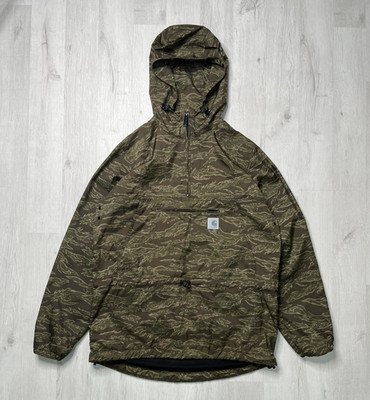 Carhartt WIP Wilson Pullover 1/4 Zip Jacket Tiger Camo Pattern Men s Sz Small