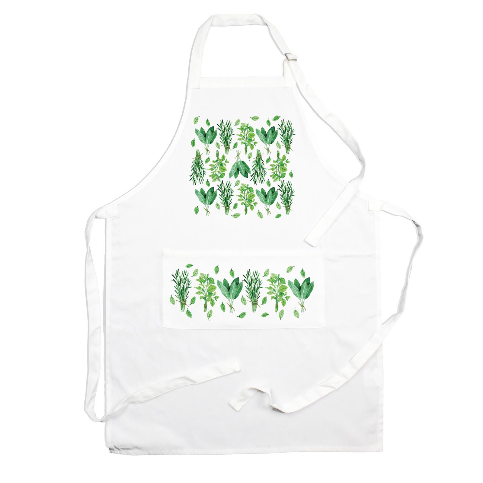 Kitchen Herbs Apron - Cooking & Baking Green Leaves Gift/Present