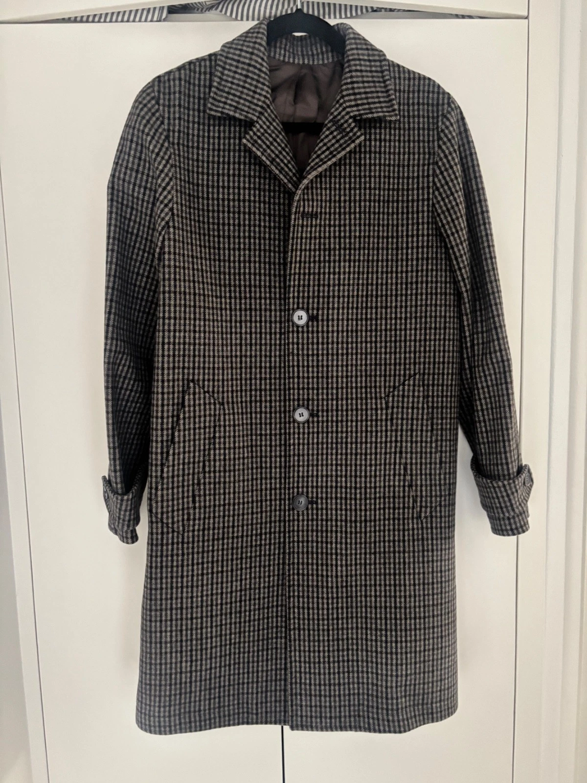 Mens Officine Generale houndstooth wool coat size small S 46 - product detail image 1