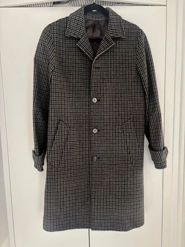 Mens Officine Generale houndstooth wool coat size small S 46 video thumbnail