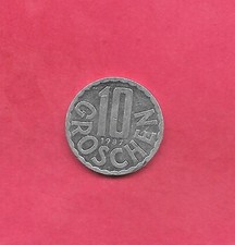 AUSTRIA AUSTRIAN KM2878 1987 UNC-UNCIRCULATED OLD  ALUMNUM I10 GROSCHEN COIN