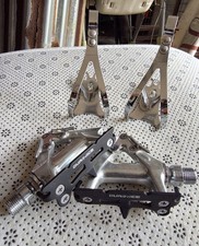 Shimano PD-7400 Dura-Ace Aero Pedals w/Toe Clip L Silver 80/90s NOS