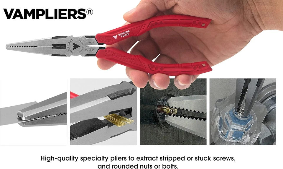 Conjunto de alicates extrator de parafuso VAMPLIERS 4-PC feito no Japão: 8" Linesman, 7,5" de comprimento  - Imagem 3 de 4