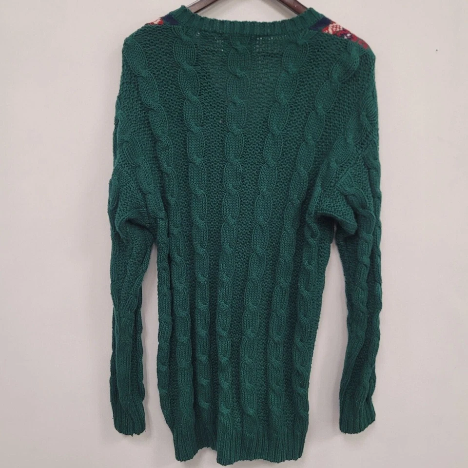 Suéter tejido con cable Allison Brittney para mujer Academia tenis preparación talla M verde de colección Foto 2 de 4