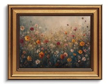 Gold Framed Wall Art Vintage Flower Canvas Wall Art Nature Landscape Flower W...
