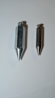 Steel Plumb Bob Lot of 2 - Hexagonal 8oz & Cylindrical 3oz Machinist Tool