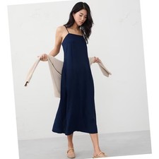 Madewell Womens Linen Black Sleeveless Midi Dress Size 0 Career Casual