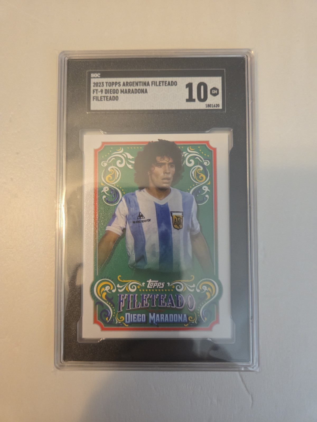 2023 Topps Argentina Fileteado Fileteado Diego Maradona Ft-9 Sgc 10 Gem Mint view 3