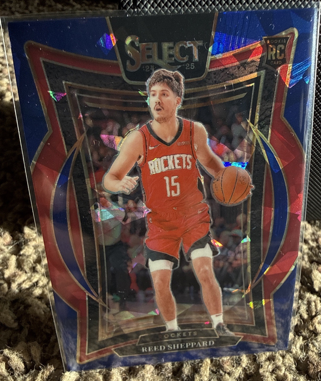 2024-25 Panini Select - Concourse Reed Sheppard #68 Blue Cracked Ice Prizm (RC)