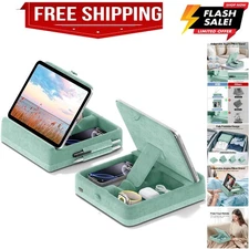 Tablet Pillow Stand with Storage, Foldable iPad Holder for Bed, Lap and Desk,...