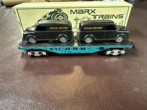 Modern Marx Trains 7354-2 NYC Flat Car with Delivery Van Load. 6 Hook ...