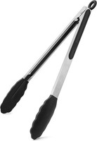 Wisyok 30Cm KüChenzange Grillzange Kochzange Edelstahl Silikonspitze Schwarz