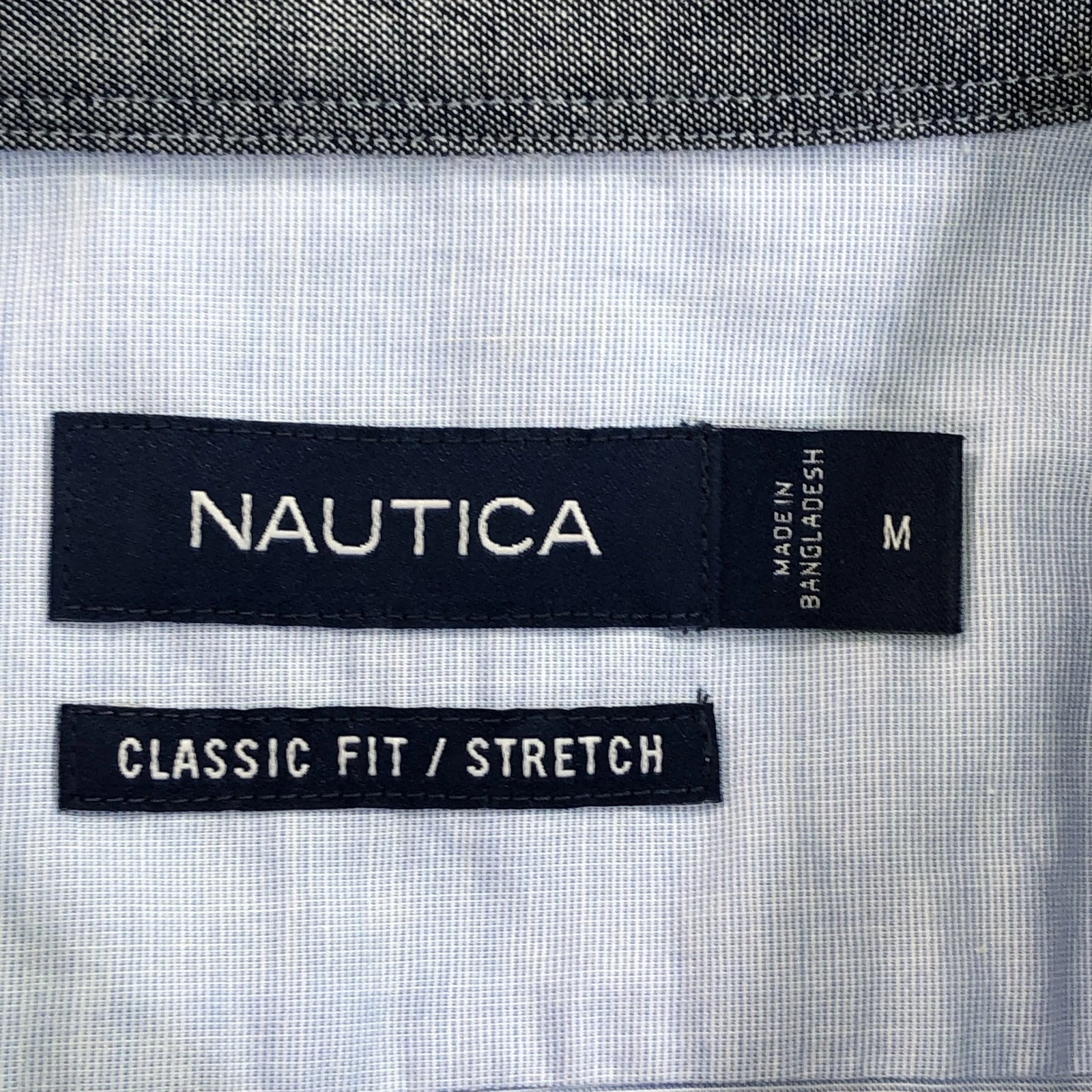 NEW Nautica Shirt Mens Medium Blue Long Sleeve Button Up Classic Fit Stretch image 9