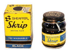 Vtg 1945 Sheaffer Skrip Writing Fluid 62 Washable Black Ink 2oz Sealed in Box