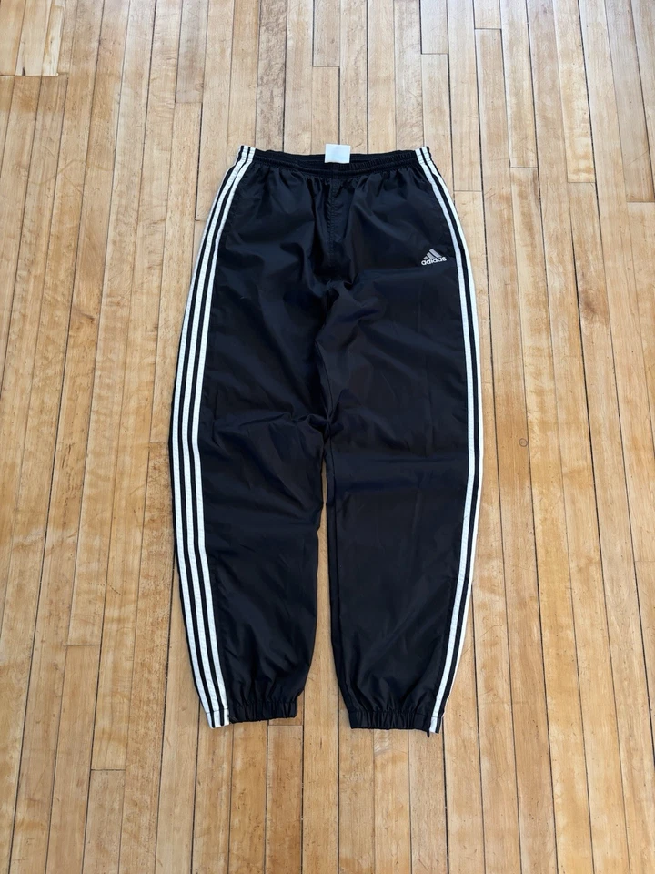 Pantalones de chándal Adidas de colección años 90 negros/blancos a rayas hip hop Y2K holgados para hombre L (32x32) Foto 2 de 4