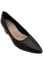 Clarks Collection Women's Leather Block Heeled Pump Warm Black Leather
