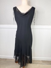 Vtg Y2K 90s Sheer Cowl Neck Midi Slip Dress 10 Dark Fairy Grunge Whimsigoth