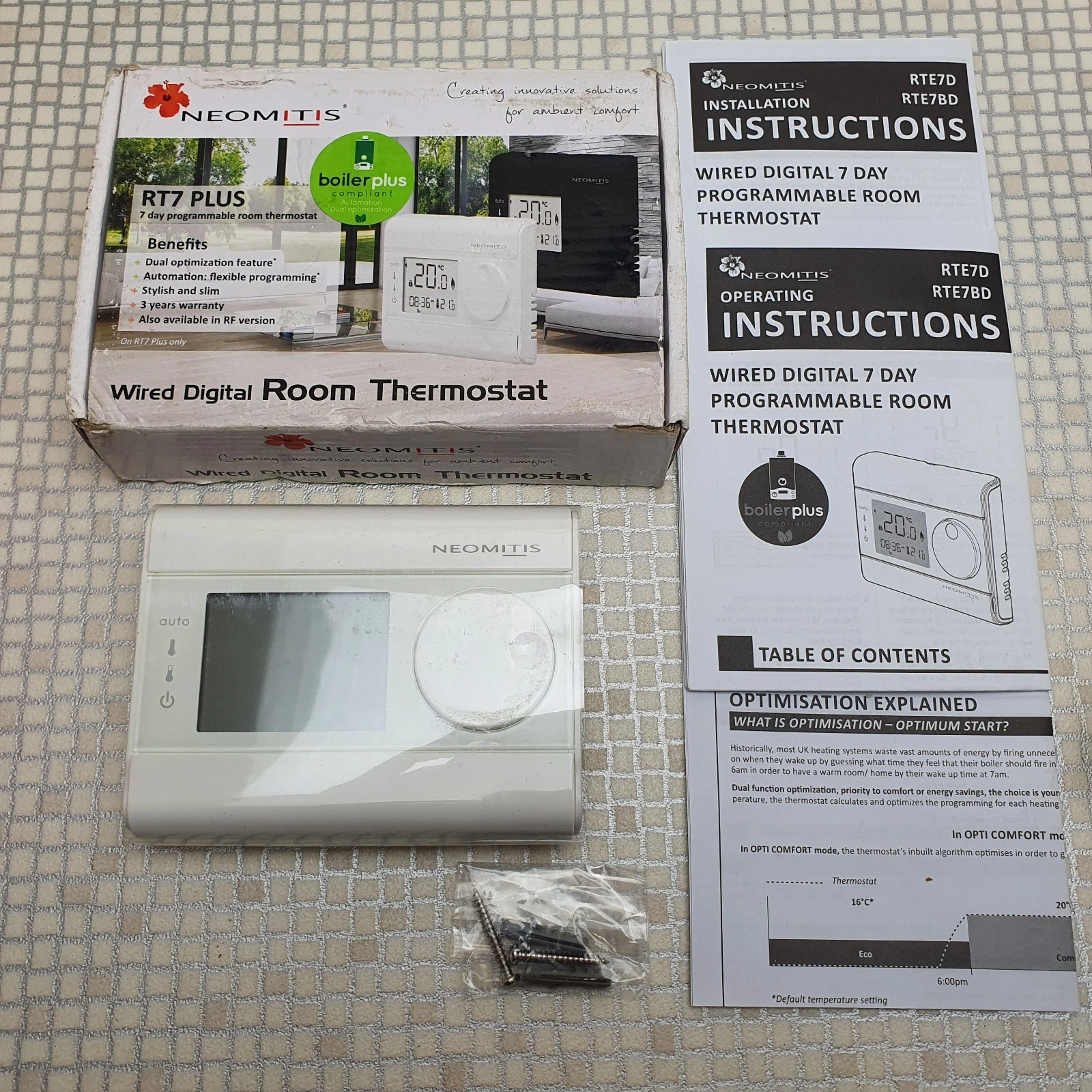 Neomitis RT7 Plus Wired Digital 7 Day Programmable Room Smart Thermostat BNIB