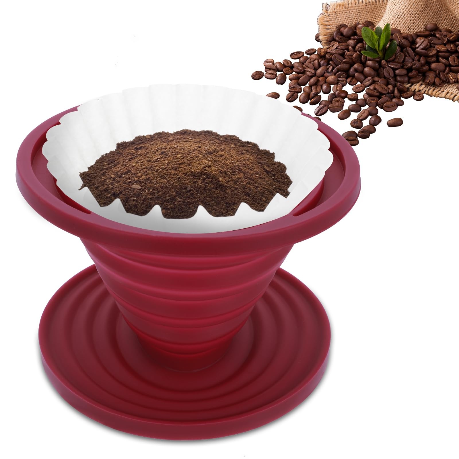 Portable Coffee Maker Foldable Reusable Pour Over Coff...