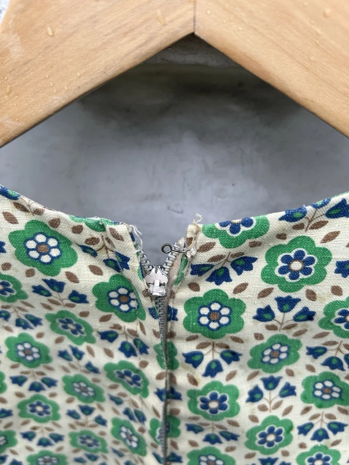 Mameluco vintage años 70’s para mujer verde patrón floral hippy disco todos los días Foto 4 de 4