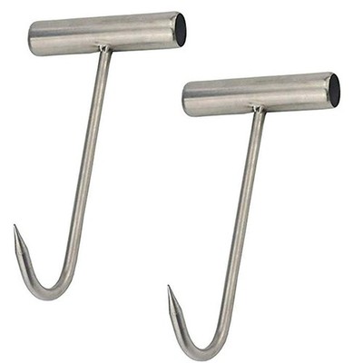 Heavy Duty Stainless Steel Meat Hooks 2Pcs T Shape Butcher Food Prep Tools