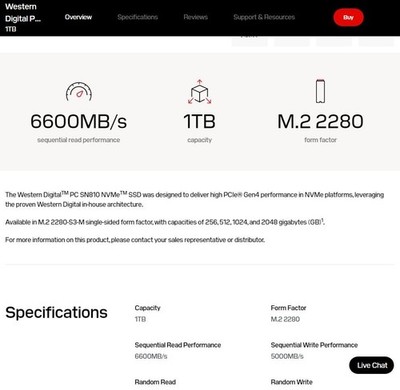 WD SN810 1TB M2 NVMe SSD PCIe Gen4 compare to SN850 / SN850x / 1