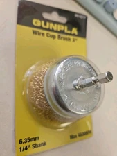 3" Wire Cup Brush with 1/4" Hex Shank Hardened Brass Steel Crimp Wheel Heavy...