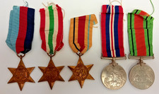 Vintage World War II Medals x 5 Original Box & Paperwork WWII Memorabilia