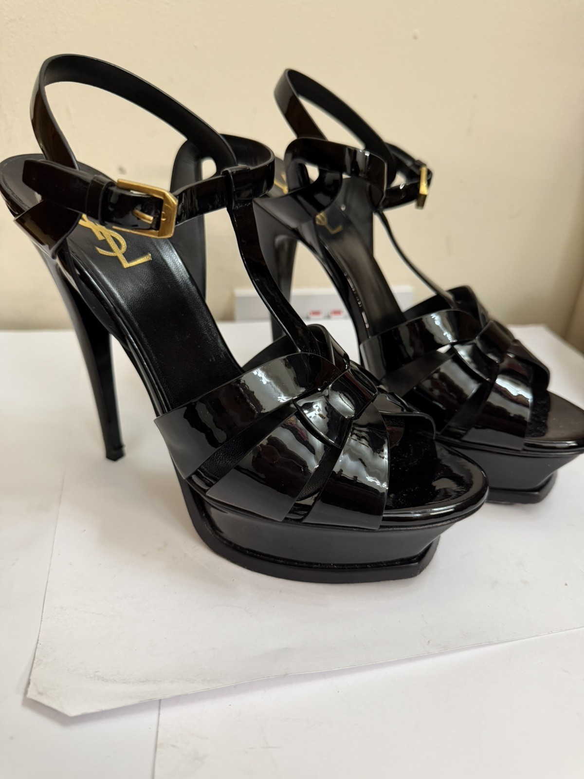 Saint Laurent Women's Black Tribute Platform Sandals Shoes Uk 5.5 eu 38.5