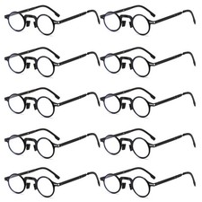 10pair Clear Lens Round Frame Folding Readers Foldable Reading Glasses With Case