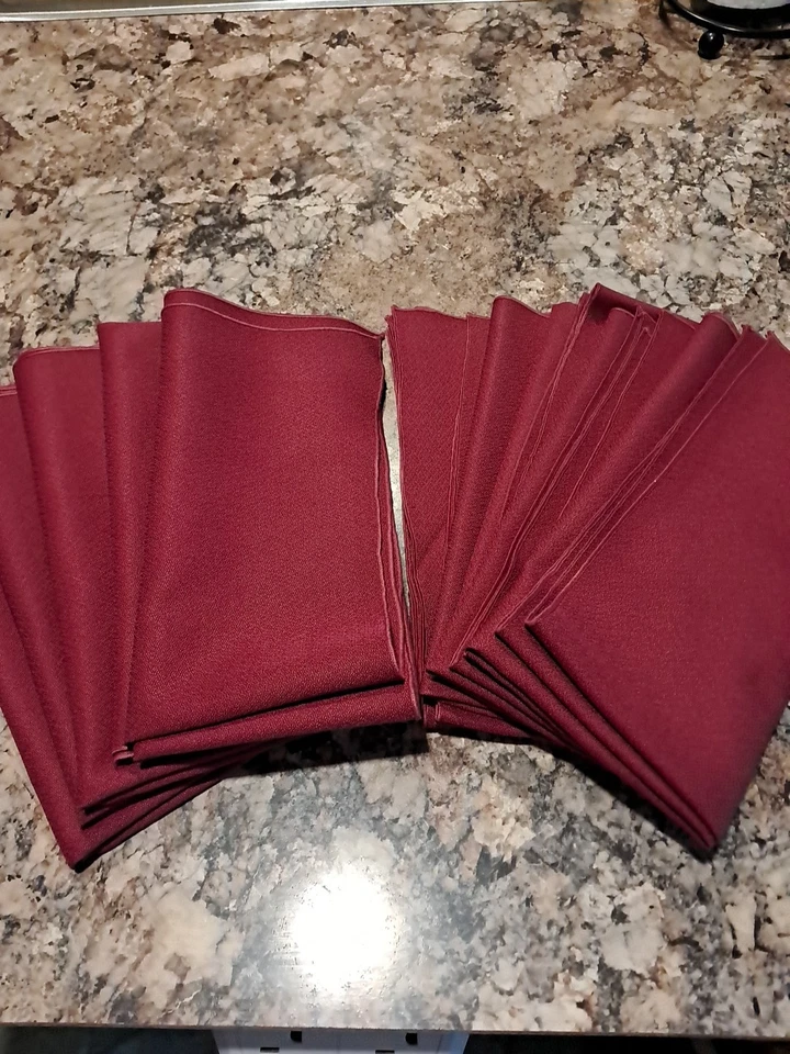 Set Of 10 Dinner Napkins Cranberry Color Cotton Polyester Blend 20x20" - Image 2 of 4