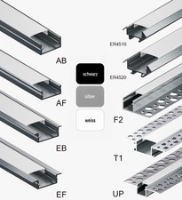 LED Aluprofil 2m Aluminium Profil verschiedene Modelle und Farben