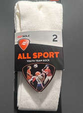 Sof Sole Youth, White, All Sport Team OTC Socks. Size: Y5-9.5