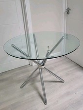 90cm Modern Round Glass Dining Table with Chrome Legs